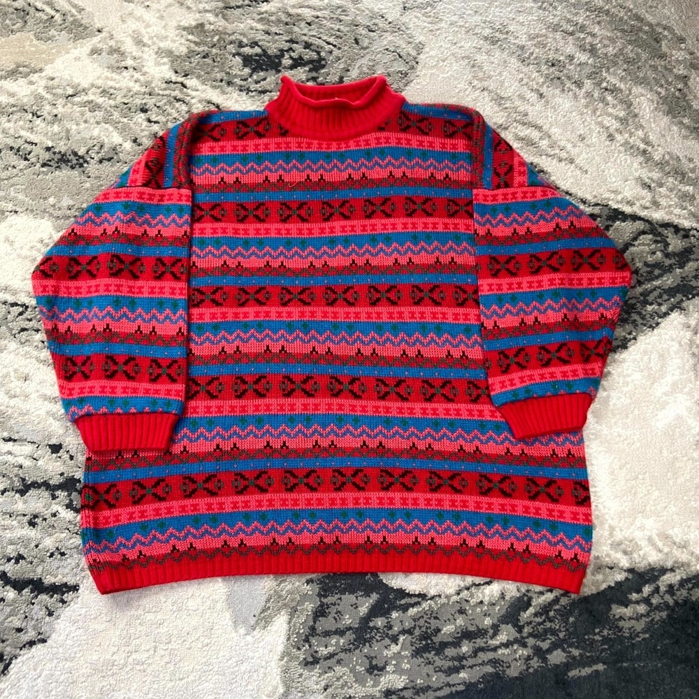 Vintage Stefano International Sweater Womens One Size Red Snowflake Tight‎ Knit